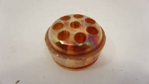 lot 15 image: Vintage Gold Glass Flower Frog
