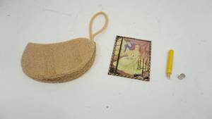 lot 25 image: Boy & Girl Silhouette Picture--Advertiser Toothpick Holder--Bijoux Terner Hand Bag