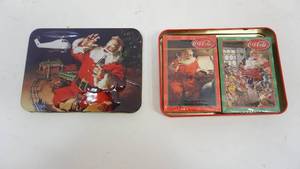 lot 29 image: Collectible Tin & Two Santa Decks Of Cards