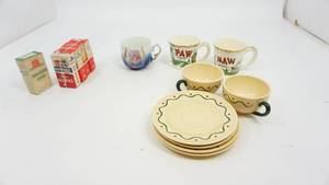 lot 48 image: Four Paper Boxes Of Spices--Ann Page Marjoram Leaves--Poppy Trail Cups & Saucers--Miscellaneous Cups