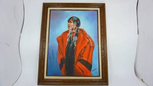 lot 80 image: Framed & Matted Indian Picture Hand Painted On Canvas