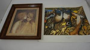 lot 86 image: Just Rewards Print By Steve Hemrick & Framed & Matted Print Little Kiss By Margaret Kane