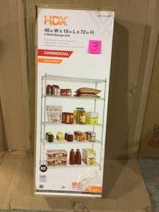 Chrome 5-Tier Heavy Duty Metal Wire Shelving Unit (48 in. W x 72 in. H x 18 in. D) by HDX Customer Returns See Pictures