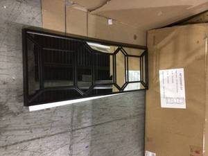 54 in. x 18 in. Modern Rectangle Black Framed Wood Wall Mirror Standing Mirror Customer Returns See Pictures