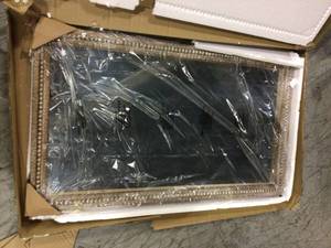 Large Rectangle Brown Antiqued Classic Accent Mirror (41 in. H x 23 in. W) Customer Returns See Pictures