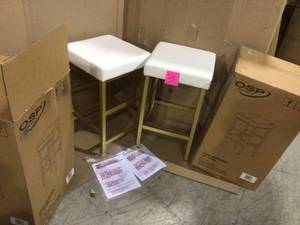 Metro 26 in. Gold Backless Stool in White Customer Returns See Pictures
