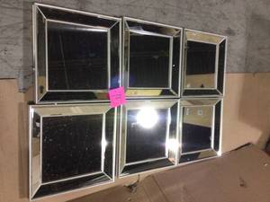 Small Square Champagne Beveled Glass Classic Accent Mirror - Set of 3 (14 in. H x 14 in. W)&nbsp Customer Returns See Pictures