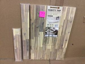 37 in. x 24 in. x 1 in. Acacia Vanity Top with Backsplash, Organic White by Interbuild Customer Returns See Pictures