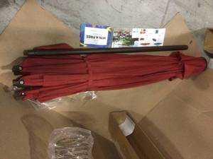 9 ft. Outdoor Market Umbrella with Push Button Tilt and Crank Patio Umbrella in Red Customer Returns See Pictures