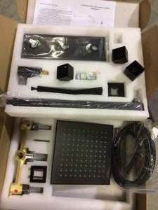 1-Spray Pattern 2 GPM 10 in. Wall Mount Dual Shower Heads in Matte Black Customer Returns See Pictures
