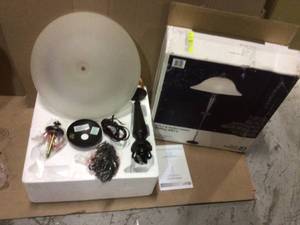 Commercial Electric 3-Light Oil Rubbed Bronze Pendant with Tea-Stained Glass Sha Customer Returns See Pictures