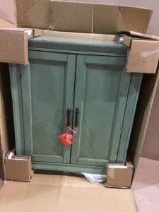 Home Decorators Collection Hazelton 25 In. W X 28 In. H X 8 In. D Bathroom Storage Wall Cabinet In Antique Green Customer Returns See Pictures&nbsp