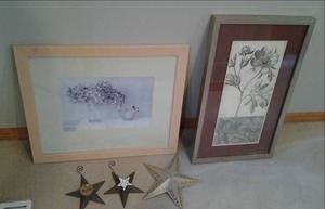 (2) Wall Art Pieces, & Other Home D...