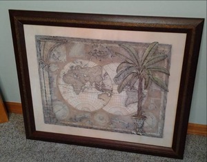 Framed Globe Painting (32.5 X 26.2...