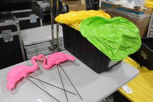 lot 280 image: Lot of (15) Party Dcor  - Beach Balls, Pink Flamingos