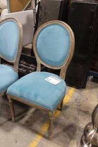 lot 12 image: Upholstered Wood Oval Back Dining Chair