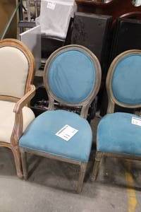 lot 11 image: Upholstered Wood Oval Back Dining Chair