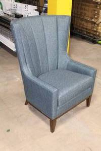lot 305 image: Upholstered Wood Living Room Wing Back Arm Chair