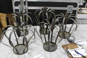 lot 409 image: Lot of (5) Metal Gothic Style Candleholders