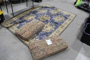 lot 481 image: Decorative Area Rug  with Two Matching Cushions