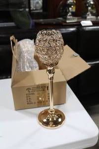 lot 485 image: Lot of (2) Stem Candleholder with Gems (in box)