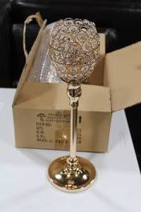 lot 488 image: Lot of (2) Stem Candleholder with Gems (in box)
