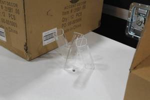 lot 514 image: Lot of (12) Accent Dcor Tri Bud Vases (in box)