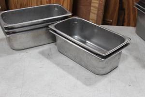 lot 150 image: Third Size Stainless Steel NSF Steam Table Pans Lot Of 5 Pans