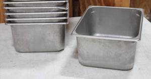 lot 144 image: Half Size Stainless Steel NSF Steam table Pans Lot Of 5 Pans