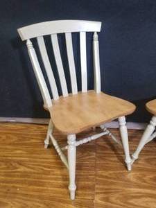lot 78 image: Delightful Solid Wood Grey Side Chairs