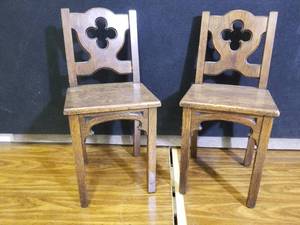 lot 14 image: Gothic Antique Church Boys Choir Chairs