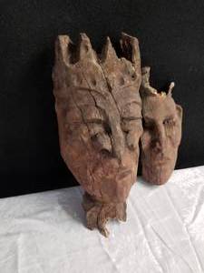 lot 3 image: Amazing Antique Cyprus Wood Totem Carvings- King & Queen