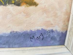 lot 7 image: Stunning Original fine Art Oil Painting by Marj - Swedish Plains ORIGINAL SIGNED ARTIST FRAMED
