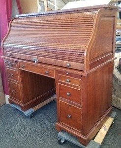 lot 42 image: Amazing Contemporary Roll Top Computer Desk by Winners Only