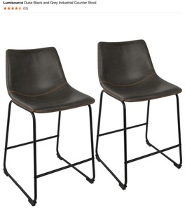 LUMISOURCE Duke Black and Grey Industrial Counter Stool. See Pictures