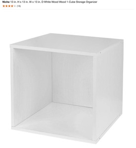 NICHE 13 in. H s 13 in.D White Wood 1-Cube Storage Organizer. See Pictures