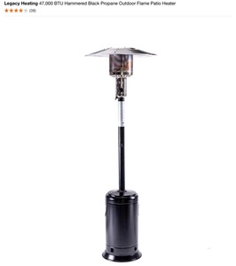 LEGACY HEATING 47,000 BTU Hammered Black Propane Outdoor Flame Patio Heater. See Pictures