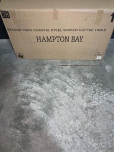 HAMPTON BAY Beacon Park Gray Wicker Outdoor Patio Coffee Table. See Pictures