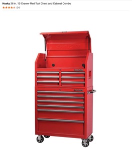 HUSKY 36 in. 12-Drawer Red Tool Chest and Cabinet Combo. See Pictures