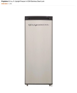 FRIGIDAIRE 6.5 Cu. ft. Upright Freezer in VCM Stainless Steel Look. See Pictures