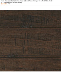 Pallet of Home Decorators Collection Hand Scraped Strand Woven Wellington 38 in. T x 5-18 in. W x 36 in L Engineered Click Bamboo Flooring. See Pictures
