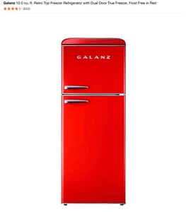GALANZ 10.0 cu. ft. Retro Top Freezer Refrigerator with Dual Door True freezer, Frost Free in Red. See Pictures
