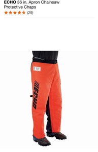 lot 19 image: ECHO 36 in. Apron Chainsaw Protective Chaps & 8 in. 8-Tooth Brush Blade Conversion Kit (20 mm). See Pictures