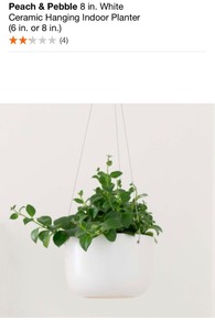 lot 20 image: PEACH & PEBBLE 8 in. Ceramic Hanging Indoor Planter (6 in. or 8 in.). See Pictures