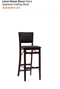 lot 35 image: LINON HOME DECOR Keira Espresso Folding Stool. See Pictures
