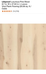 lot 40 image: LIFEPROOF Luxurious Pine Wood 8.7 in. W x 47.64 in. L Luxury Vinyl Plank Flooring (20.06 sq. ft.  case). See Pictures