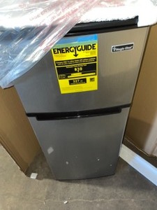 lot 50 image: MAGIC CHEF 4.5 cu. ft. 2 Door Mini Fridge in Stainless Look with Freezer. See Pictures