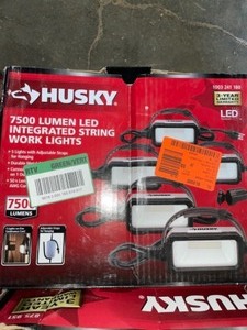 lot 68 image: Assorted Husky String and Work Lights. Various Kinds & Conditions. See Pictures