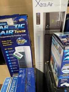 lot 84 image: Pallet of Portable Air Conditioners, Fans & Heaters. Various Kinds & Conditions. See Pictures