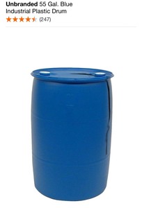 lot 86 image: UNBRANDED 55 Gal. Blue Industrial Plastic Drums. See Pictures